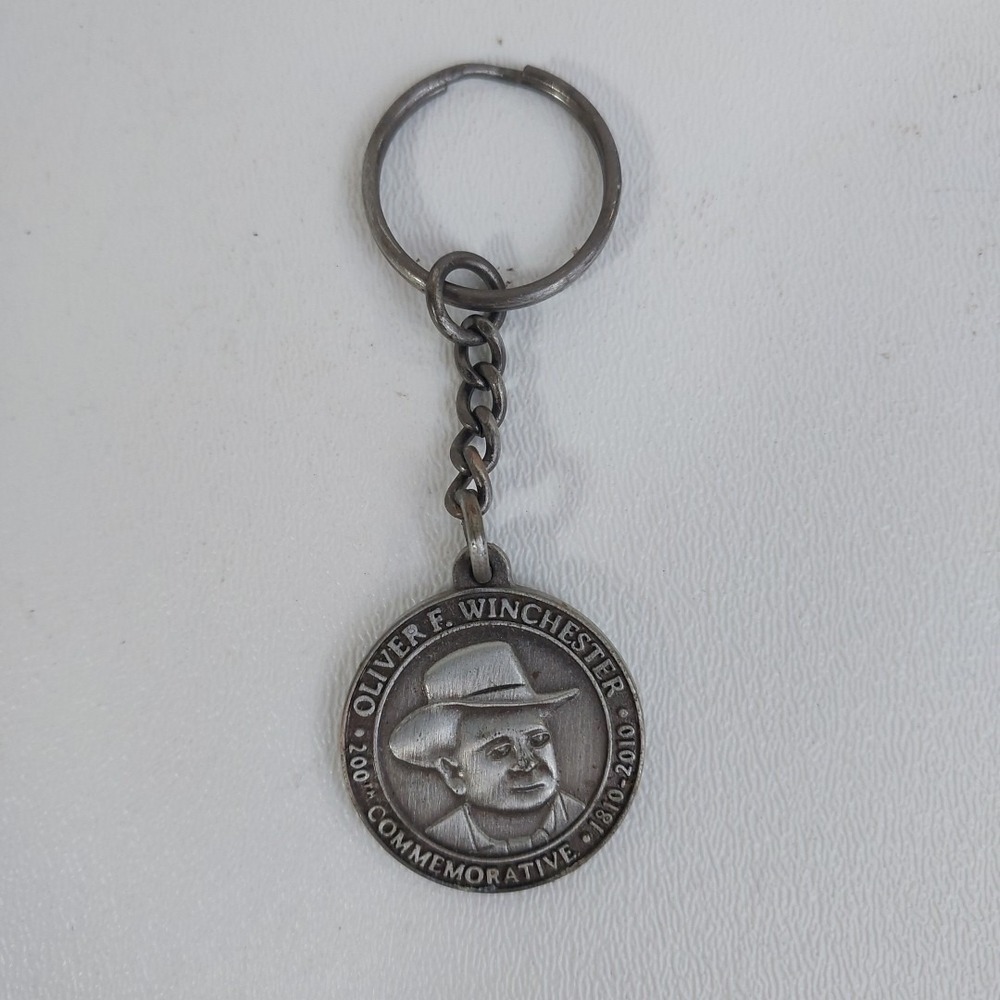 Oliver F. Winchester Gun 200th Year Commemorative 2010 Keychain Fob‎ Silver-Tone